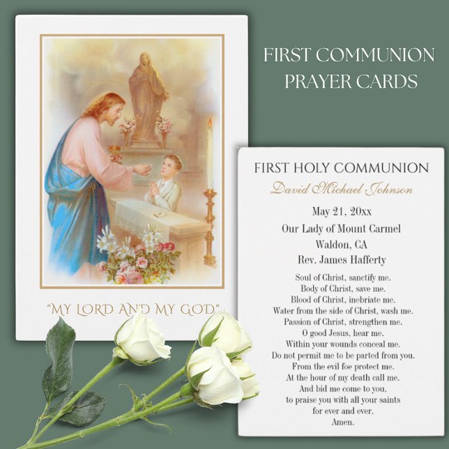 Garçon communion catholique souvenir Carte Sainte (Créateur téléchargé)
