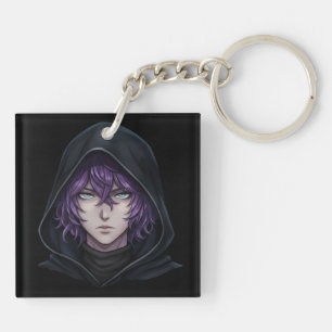 Garçon d'anime avec des cheveux violets et un swea
