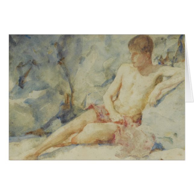 garçon des années 1920 contre la roche par Tuke (Devant horizontal)