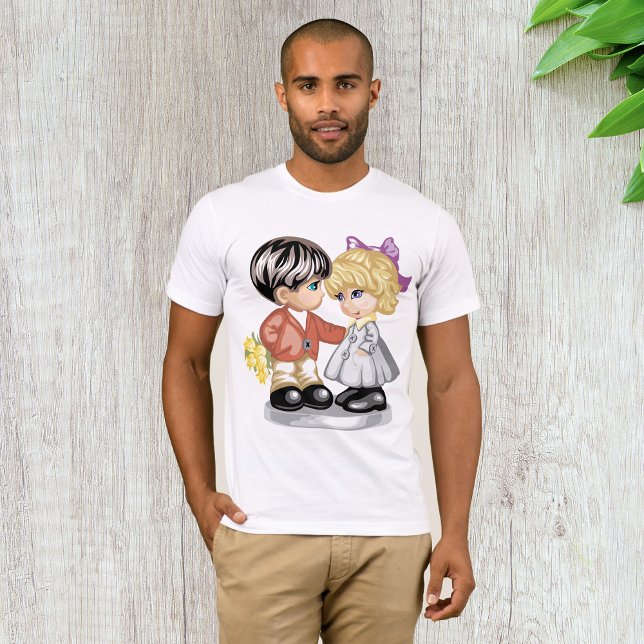 Garçon Donnant Une Fille Fleurs Mens T-Shirt (Créateur téléchargé)