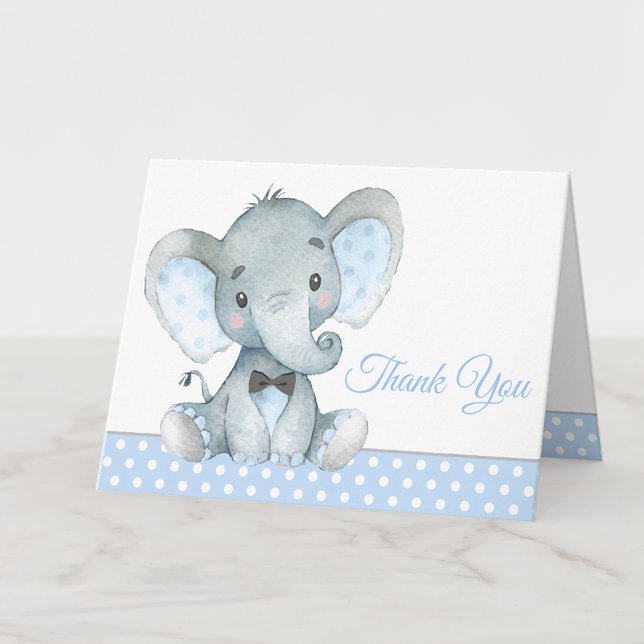 Garçon Elephant Baby shower Merci Cartes (Add your message or leave blank for your handwritten message when they arrive.)