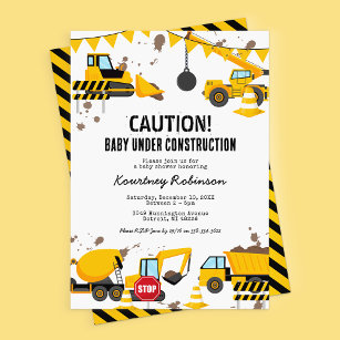 Garçon en construction Baby shower Invitation