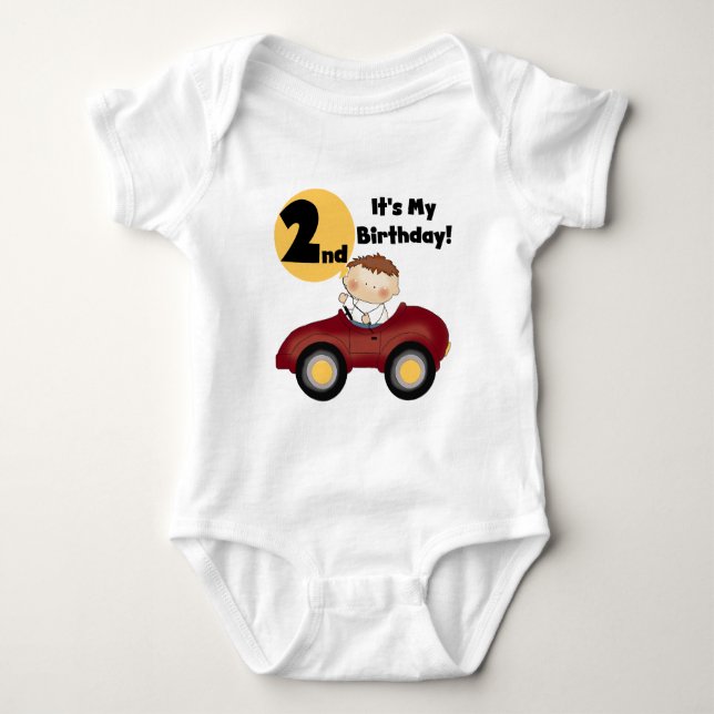 Garçon en voiture rouge 2e Anniversaire Tshirts et (Devant)