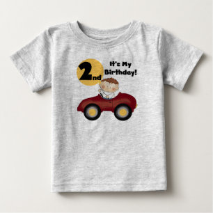 Garçon en voiture rouge 2e Anniversaire Tshirts et