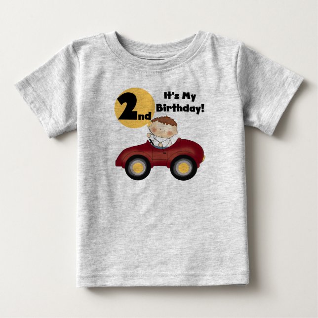 Garçon en voiture rouge 2e Anniversaire Tshirts et (Devant)