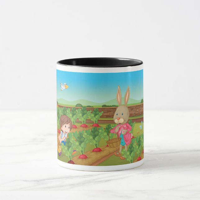 Garçon Et Lapin cueillir La Mug Légume (Créateur téléchargé)
