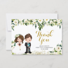 Garçon Fille Floral Premier Carte de remerciements
