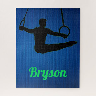 Garçon Gymnastique Anneaux Puzzle avec nom !