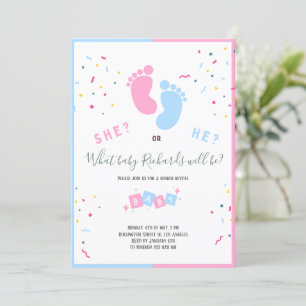 Garçon ou fille pieds bébé Genre Reveal Invitation