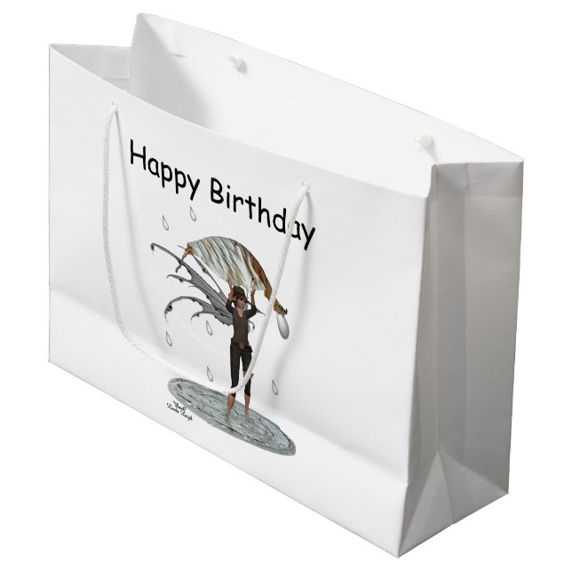 Garçon Pluie Fée Avec Sac Cadeau Feuille (Devant Angle)
