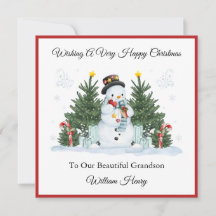 Garçon Première Deuxième Troisième Carte Snowman d