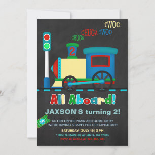 Garçon train 2ème invitation de deuxième anniversa