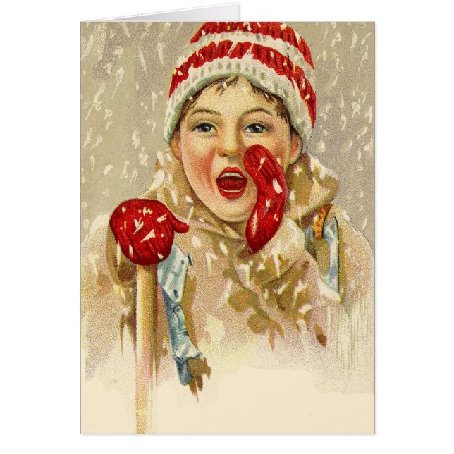 Garçon vintage dans la neige (Devant)