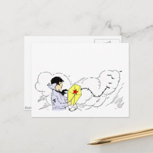 Garçon Volant un Cerf-Volant Carte Postale d'Art V