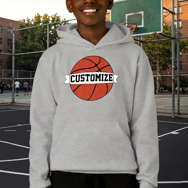 Garçons Basketball Custom Team Player Nom et numér (Custom basketball hoodies for boys and kids. Great for basketball team warmups.)