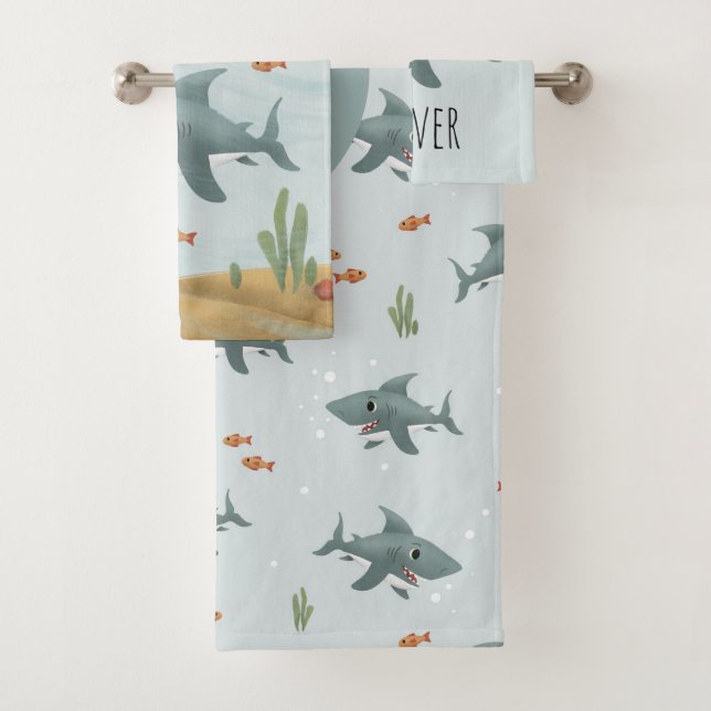 Garçons Bleu Bleu Requin Monogramme Enfants (En situation)