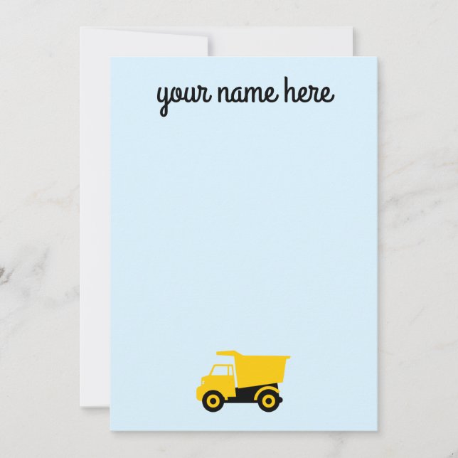 Garçons Cartes pour notes de camions de constructi (Devant)