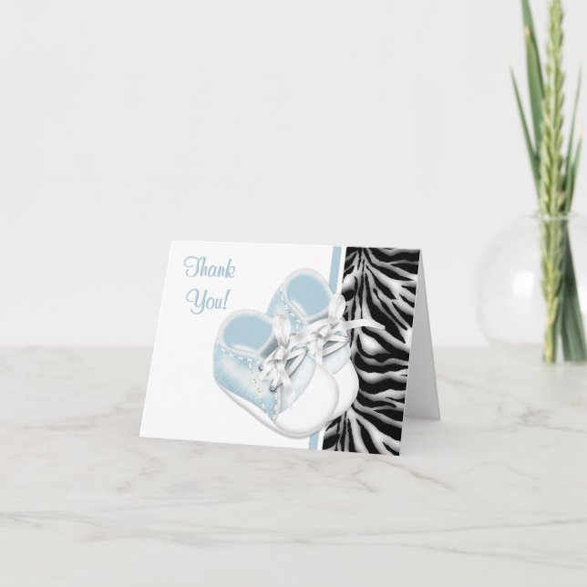 Garçons Chaussures Bébé Bleu Zèbre Merci Cartes (Devant)