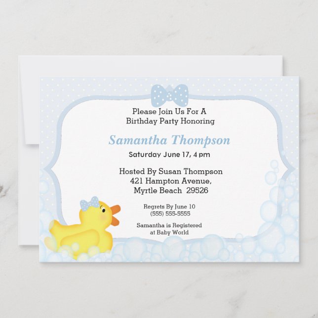 Garçons En Caoutchouc Bébé Douche Invitations (Devant)