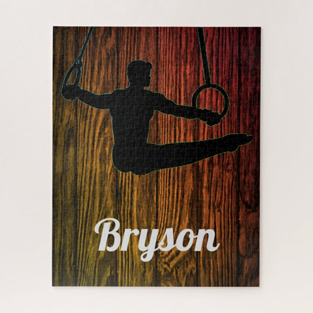Garçons Gymnastique Anneaux Bois Thème Puzzle avec (Vertical)