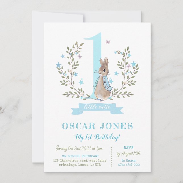 Garçons invitation de premier anniversaire, Peter  (Devant)