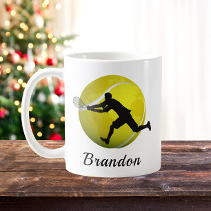 Garçons Joueur de tennis Nom personnalisé Café Mug