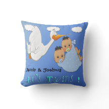 Garçons jumeaux - coussin de souvenir de cigogne