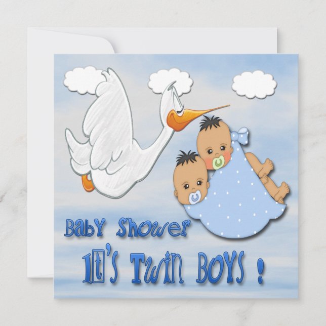 Garçons jumeaux - invitations de baby shower de (Devant)