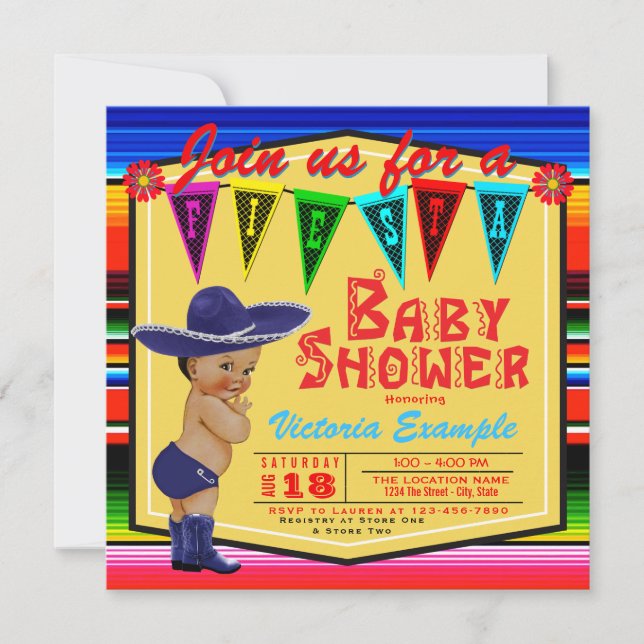 Garçons Mexicain Fiesta Baby Shower Invitations (Devant)