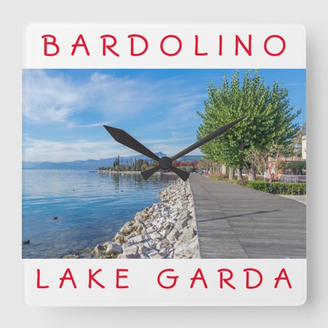 Gardasee Bardolino Wecker Quadratische Wanduhr (Vorderseite)