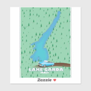 Gardasee Italien Reiseplakat Karte Aufkleber