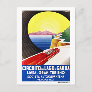 Gardasee Italien Vintage Reiseposter Restauriert Postkarte