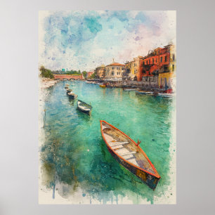 Gardasee (Lago di Garda) - Wasserfarbspritzer Poster