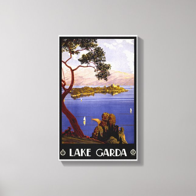 Gardasee Vintage Poster Neu belebt Leinwanddruck (Vorderseite)