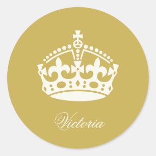 Garde Calme Couronne Dorée Logo Chic Autocollant d