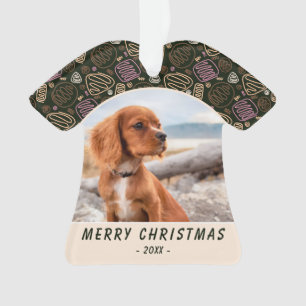 Garde de Noël Photo de Chien Rose en Une Ligne