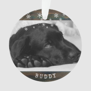 Garde-mémoire en bois rustique avec photo de chien