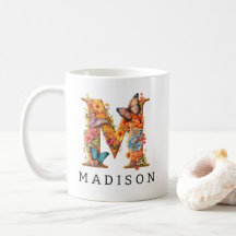 Garden Alphabet Letter M Monogram Coffee Tasse