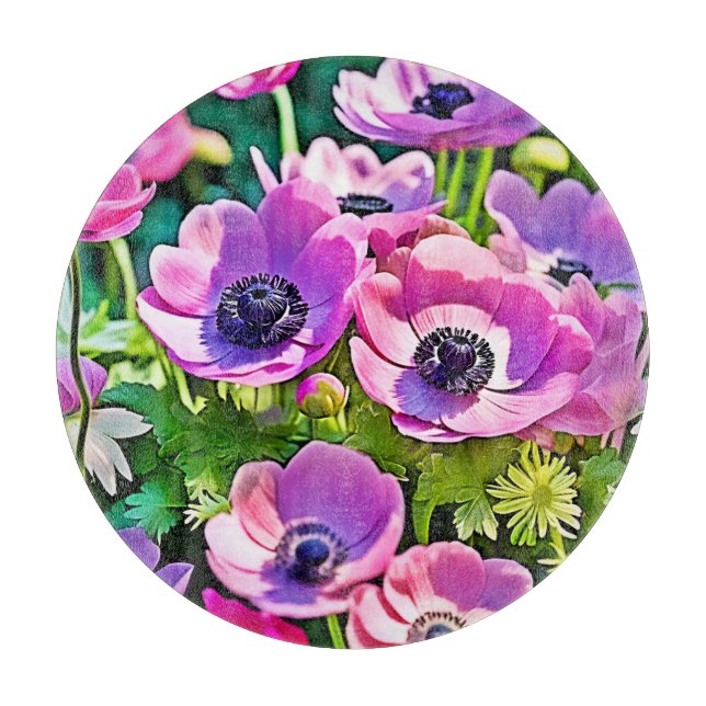 Garden Anemone Mix Design Schneidebrett (Vorderseite)