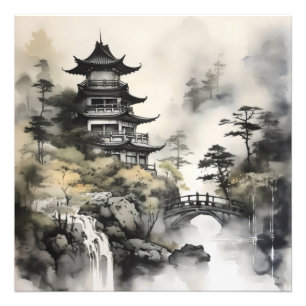 Garden Asian Ink Painting Fotodruck
