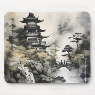 Garden Asian Ink Painting Mousepad