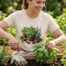 Garden Basil Kräuter Pflanze Lady T - Shirt