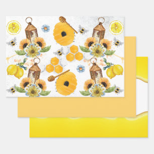 Garden Bee Sonnenblumenmuster Geschenkpapier Set
