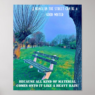 Garden Bench Zitat Blaue Herbstwoche Poster