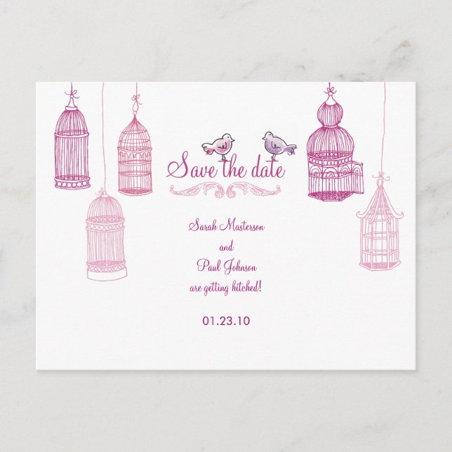 "Garden Birds" Save the Date Postkarte (Vorderseite)