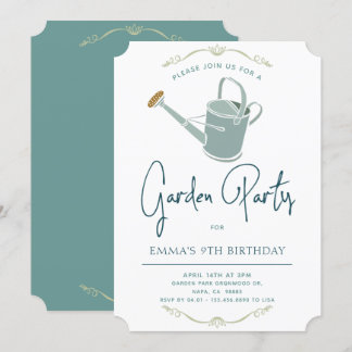 Garden Birthday Party Einfach Elegant Einladung
