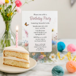 Garden Birthday Party Wildblumen Floral Einladung