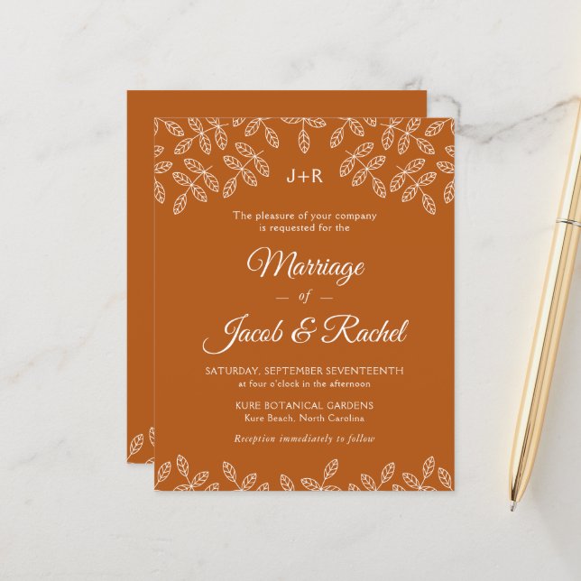 Garden Blätter Burnt Orange Hochzeit im Herbst Ein (Vorderseite/Rückseite Beispiel)