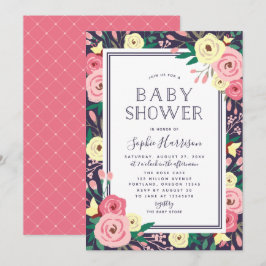 Garden Blooms Floral Pink Baby Dusche Einladung