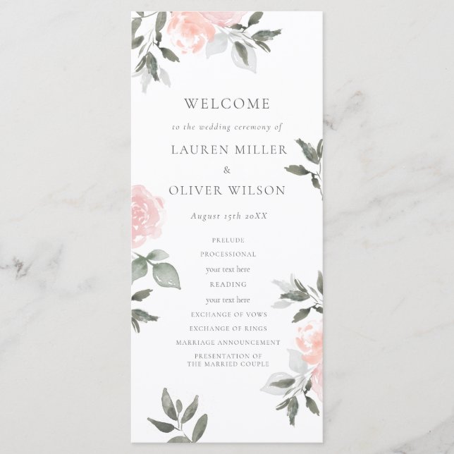 Garden Blooms Hochzeitsprogramm Programm (Vorderseite)